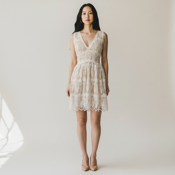 Lucca Couture Lace Crochet Bohemian Dress Cream - Picture 16 of 16